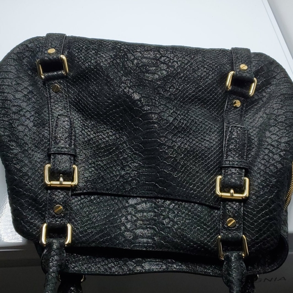 Michael Kors Bedford Large Python Embossed Black - Picture 7 of 8